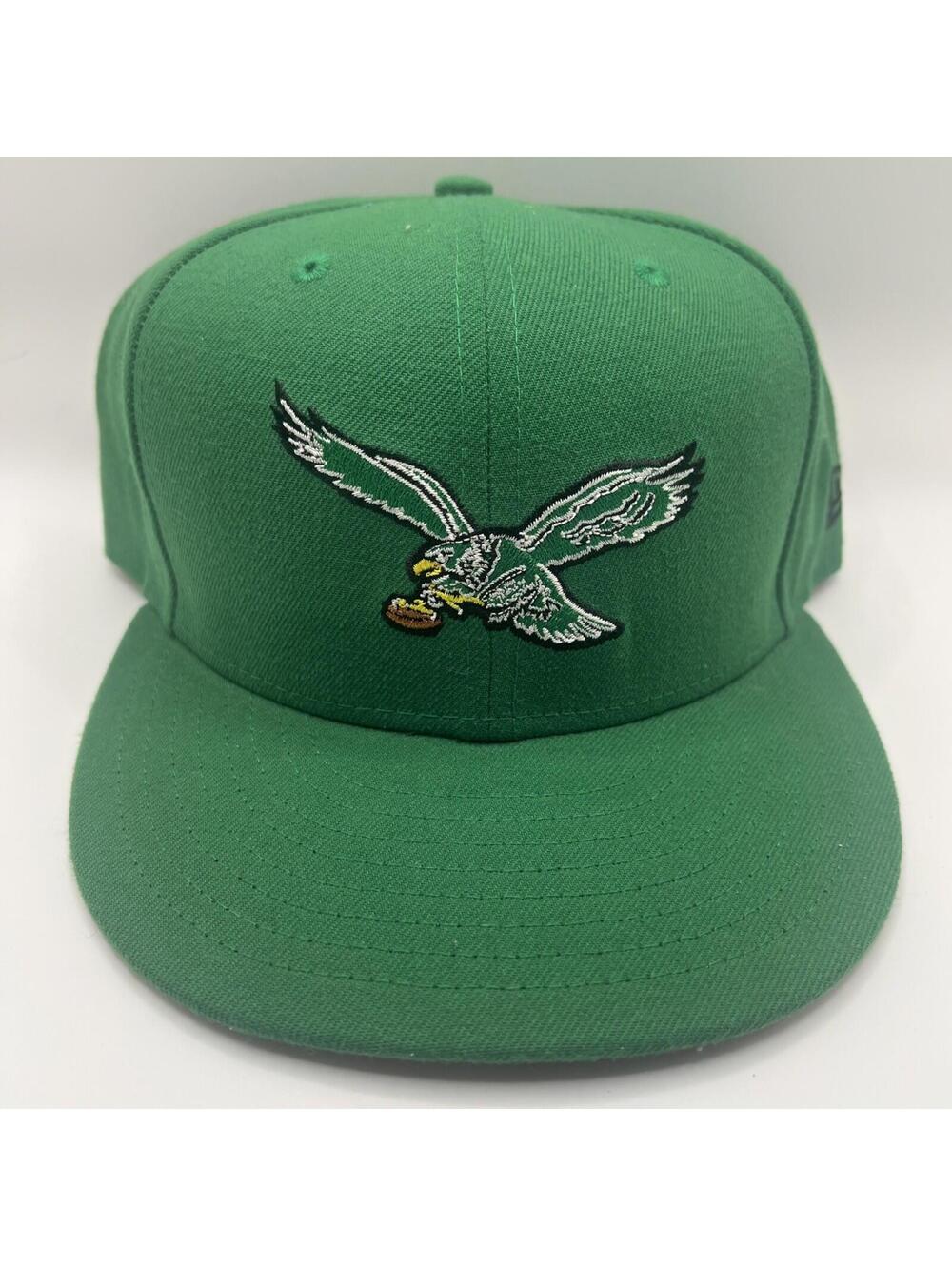 VTG Philadelphia Eagles GreenHat Retro Vintage Bird Logo Fitted 7 1/2 New Era